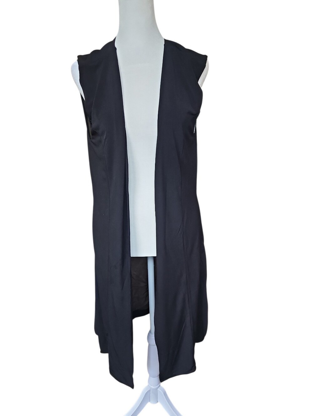 DKNY Black Open Front Sleeveless Cardigan Medium